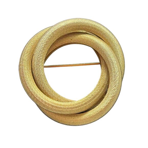 Vintage Signed Sarah Coventry Brooch Goldtone Knot Circle Pin 1.3 Inch - Picture 3 of 6